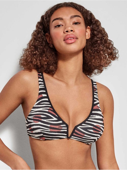 Top bikini sin aro y con foam extraíble, con estampado cebra - Kiabi Top bikini sin aro y con foam extraíble, con estampado cebra - Kiabi