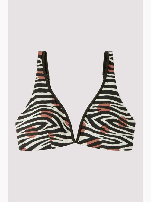 Top bikini sin aro y con foam extraíble, con estampado cebra - Kiabi Top bikini sin aro y con foam extraíble, con estampado cebra - Kiabi