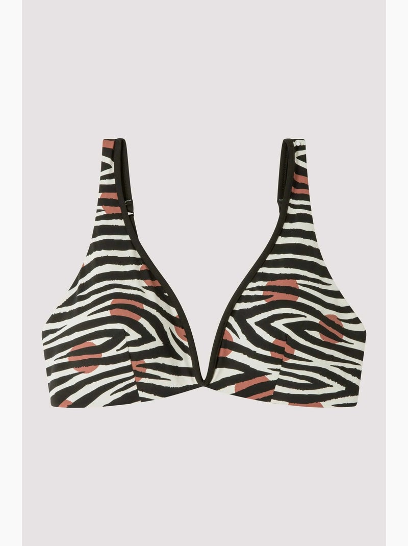 Top bikini sin aro y con foam extraíble, con estampado cebra Multicolor - Kiabi
