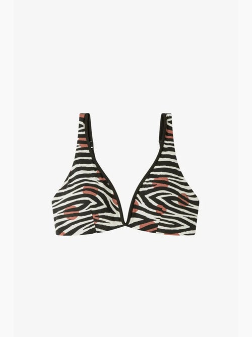 Top bikini sin aro y con foam extraíble, con estampado cebra - Kiabi Top bikini sin aro y con foam extraíble, con estampado cebra - Kiabi