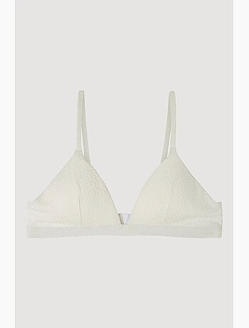 Top bikini sin aro y con foam extraíble, de tejido con textura