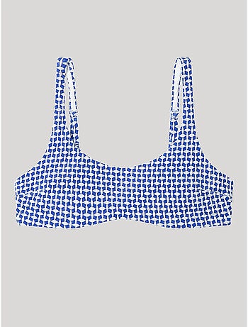 Top bikini sin aro y con foam extraíble, en tejido de estructura