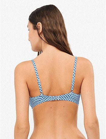 Top bikini sin aro y foam extraíble en tejido piqué estampado