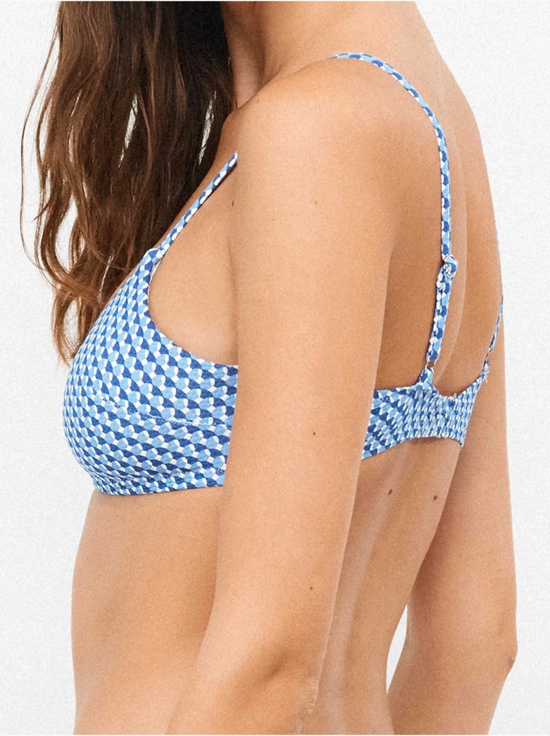 Top bikini sin aro y foam extraíble en tejido piqué estampado Multicolor - Kiabi