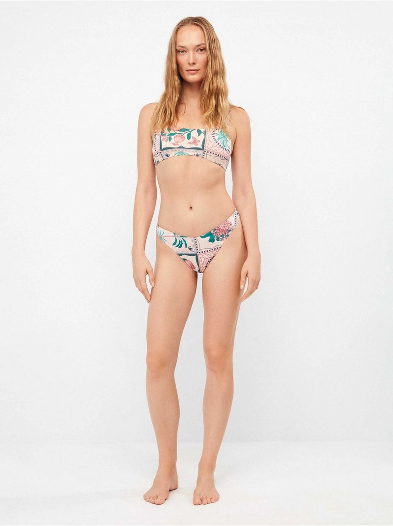 Top bikini sin aro y foam extraíble estampada con acabado brillo Multicolor - Kiabi