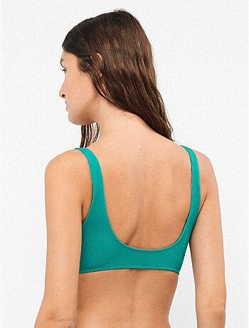 Top bikini talla única sin aro con anilla en escote tejido textura