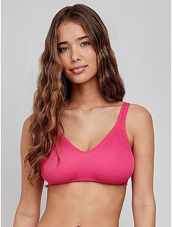 Top bikini talla única sin aro ni foam en tejido texturizado