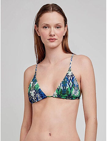 Top bikini triangular en nido de abeja, sin aro y con foam extraíble
