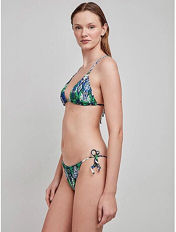 Top bikini triangular en nido de abeja, sin aro y con foam extraíble