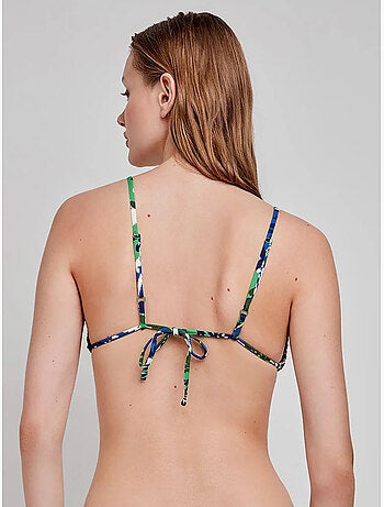 Top bikini triangular en nido de abeja, sin aro y con foam extraíble
