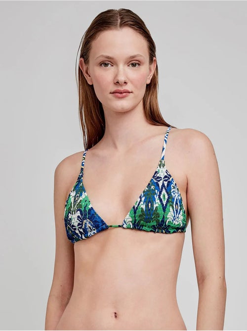 Top bikini triangular en nido de abeja, sin aro y con foam extraíble - Kiabi Top bikini triangular en nido de abeja, sin aro y con foam extraíble - Kiabi