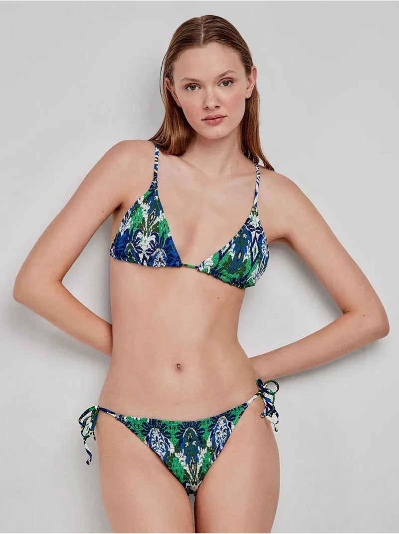 Top bikini triangular en nido de abeja, sin aro y con foam extraíble Multicolor - Kiabi