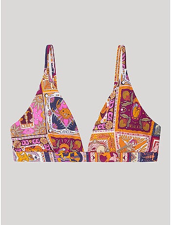 Top bikini triangular estampado, sin aro y con foam extraíble