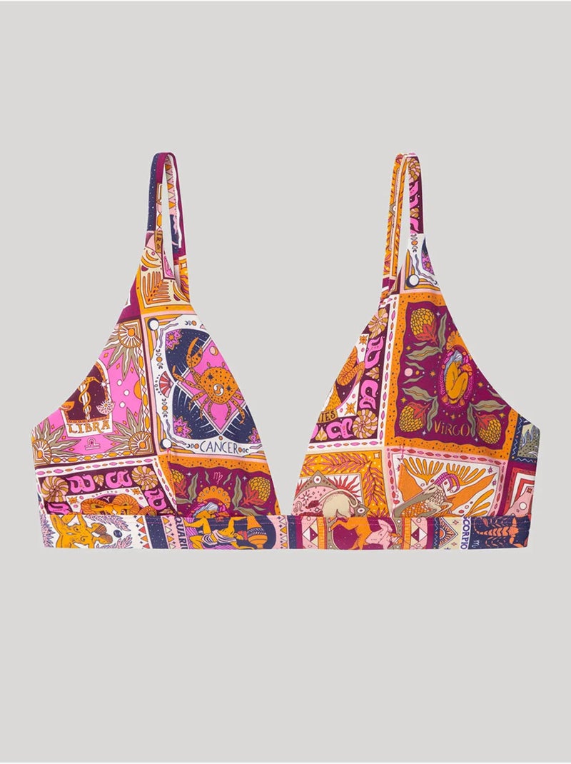 Top bikini triangular estampado, sin aro y con foam extraíble Multicolor - Kiabi