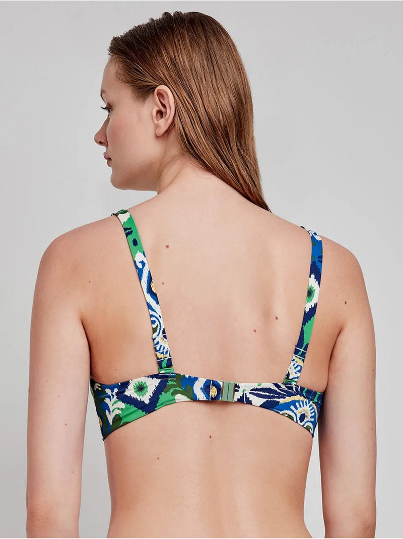 Top bikini triangular estampado tribal, sin aro, con foam y  escote v Multicolor - Kiabi