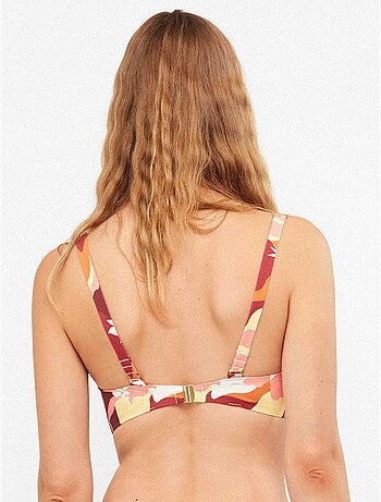 Top bikini triangular halter, sin aro con copa fija estampado