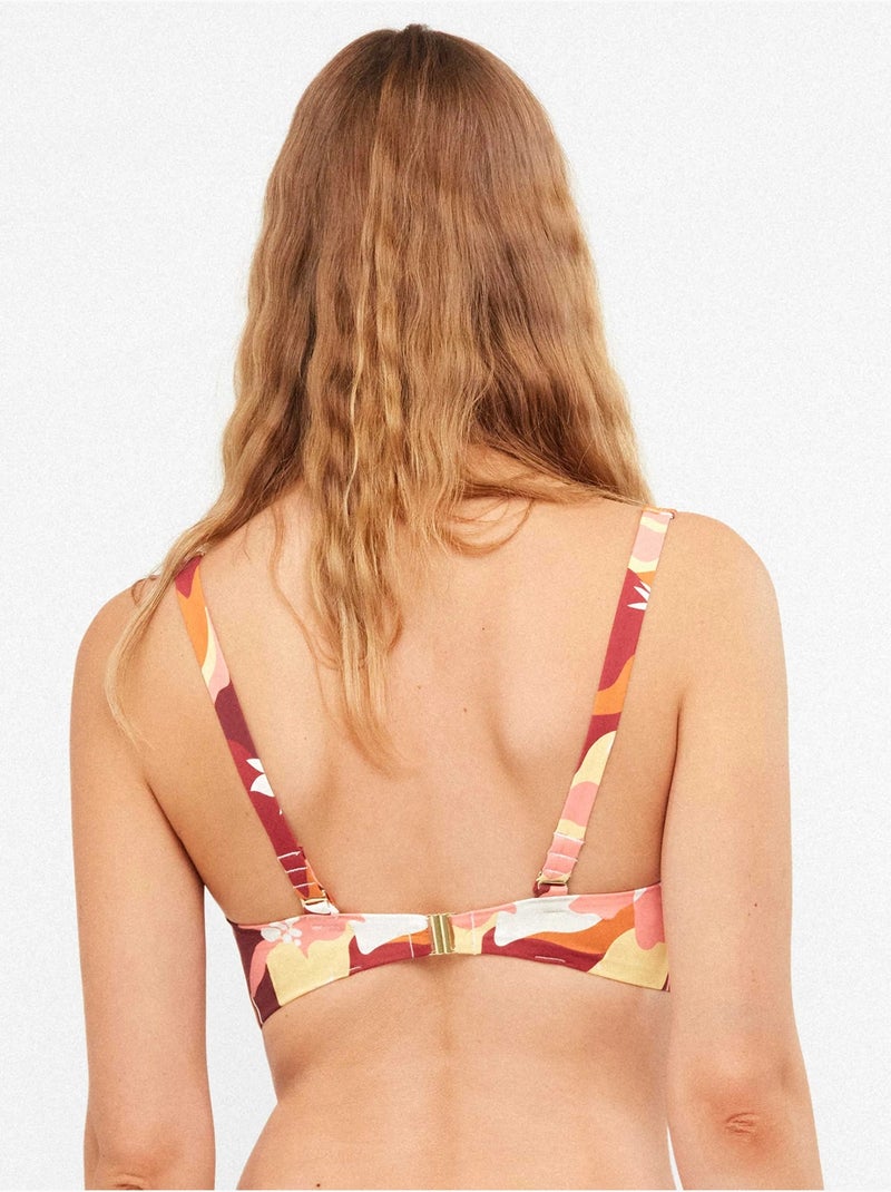 Top bikini triangular halter, sin aro con copa fija estampado Multicolor - Kiabi