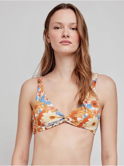 Top bikini triangular sin aro, con foam extraíble y cruce en escote - Kiabi