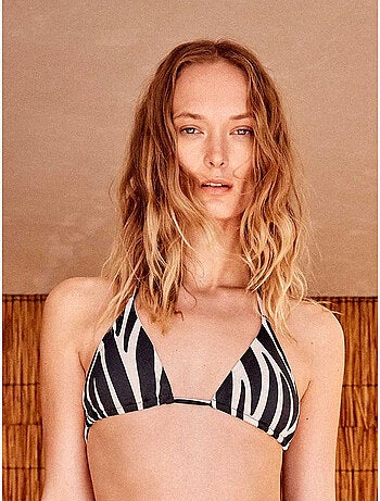 Top bikini triangular sin aro regulable animal print cebra