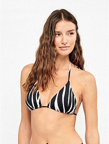 Top bikini triangular sin aro regulable animal print cebra