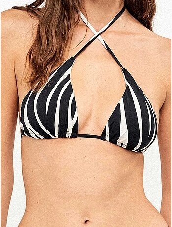 Top bikini triangular sin aro regulable animal print cebra