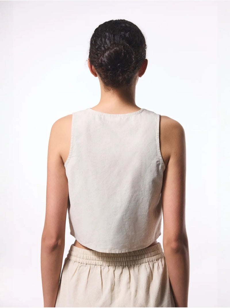 Top boho de lino penti Beige natural - Kiabi