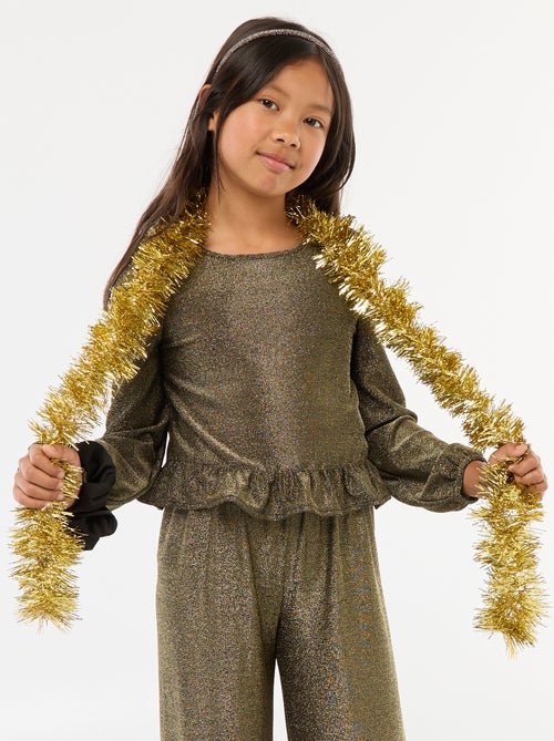 Top brillante de punto con besos y volantes - Kiabi