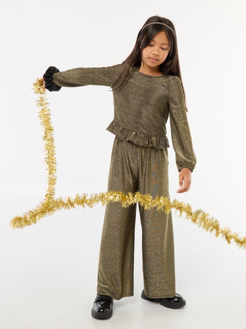 Top brillante de punto con besos y volantes - Kiabi