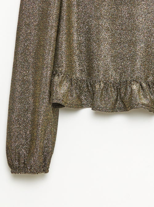 Top brillante de punto con besos y volantes - Kiabi