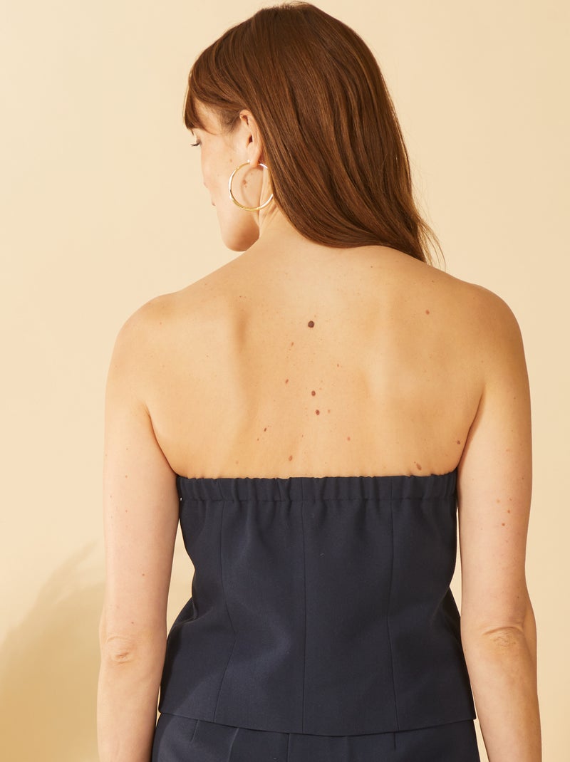 Top bustier con botones AZUL - Kiabi