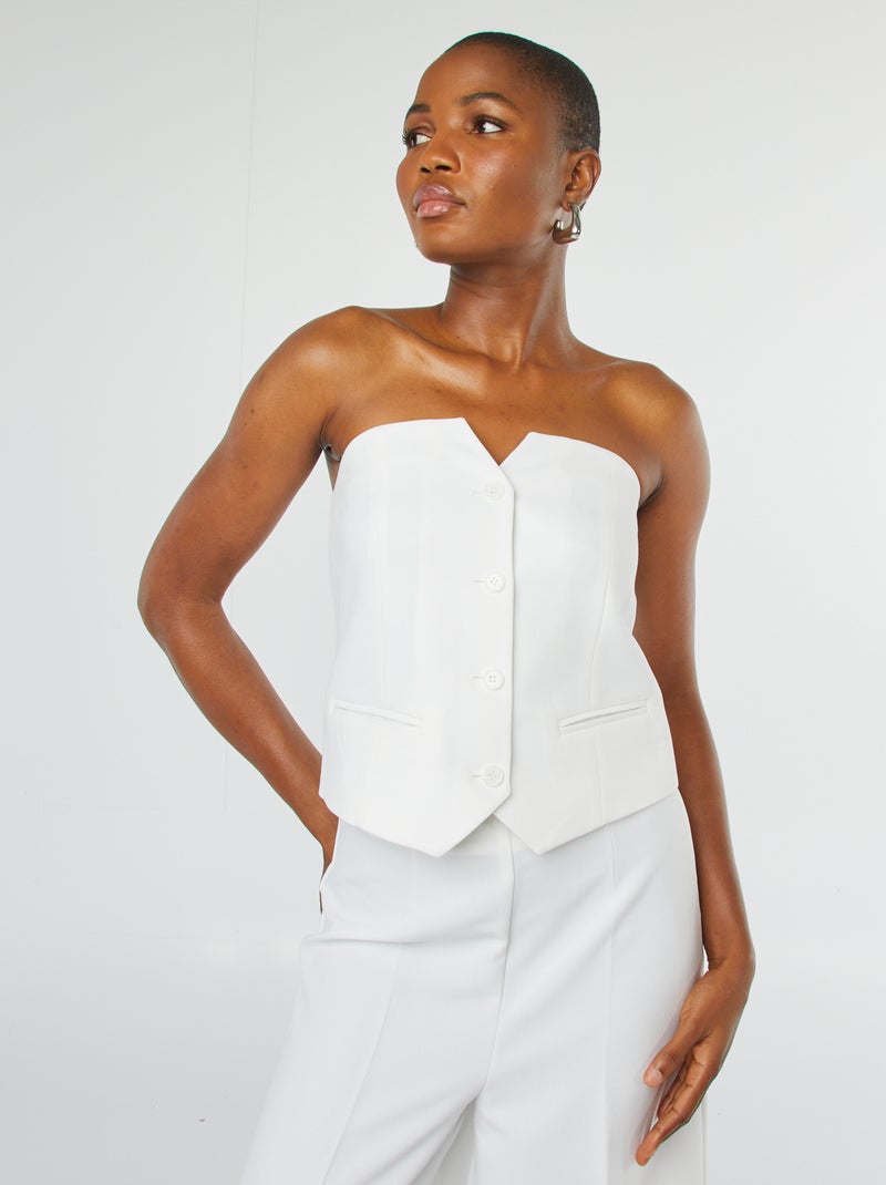 Top bustier con botones BLANCO - Kiabi