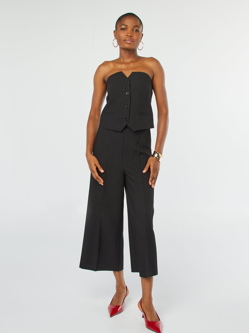 Top bustier con botones negro - Kiabi