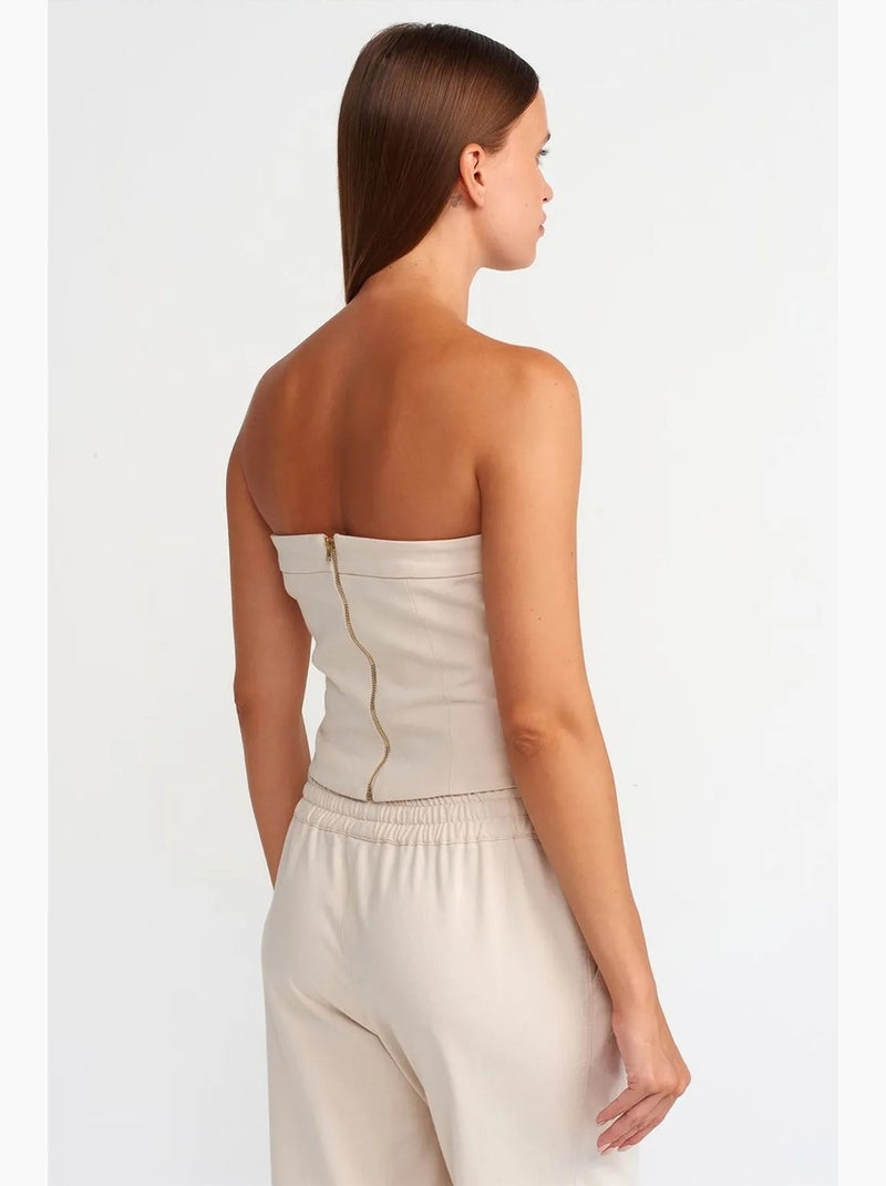 Top bustier corto ajustado con cremallera dilvin Crema - Kiabi