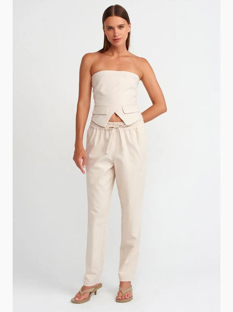 Top bustier corto ajustado con cremallera dilvin Crema - Kiabi