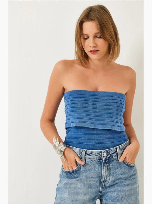 Top bustier corto texturizado canalé lucci - Kiabi Top bustier corto texturizado canalé lucci - Kiabi