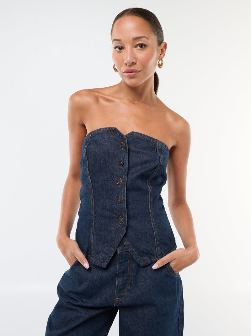 Top bustier de denim Azul - Kiabi