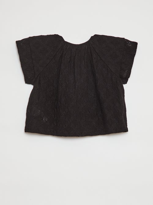 Top calado con volantes en las mangas - Kiabi