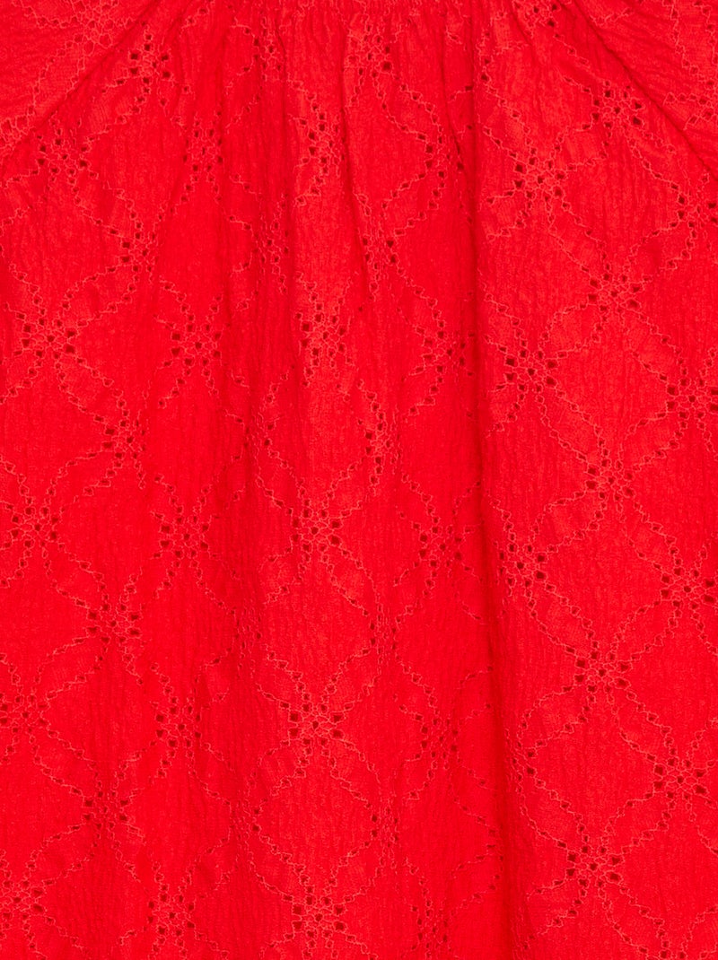 Top calado con volantes en las mangas ROJO - Kiabi