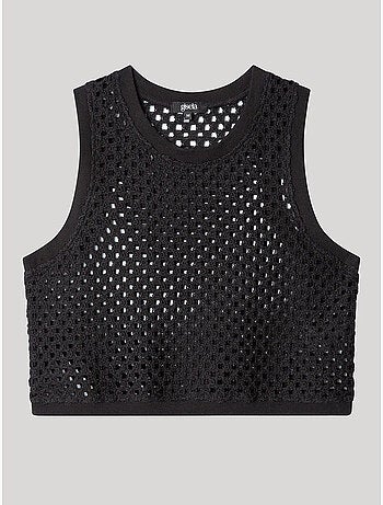 Top calado de tejido crochet con algodón