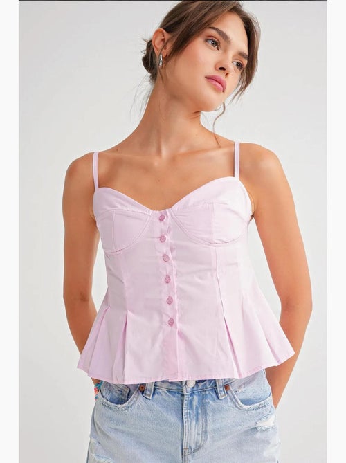 Top cami con escote corazón, botones delanteros y peplum mixray - Kiabi Top cami con escote corazón, botones delanteros y peplum mixray - Kiabi