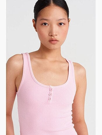 Top cami crop de canalé en mezcla de algodón dilvin