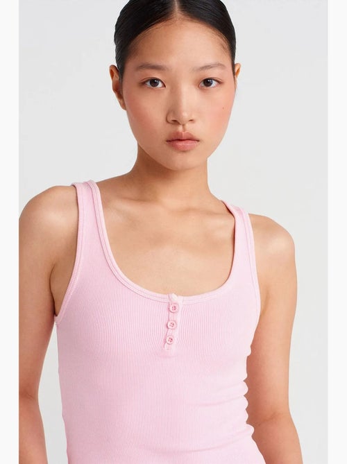 Top cami crop de canalé en mezcla de algodón dilvin - Kiabi