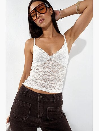 Top camisola acanalado ajustado con escote en v busem