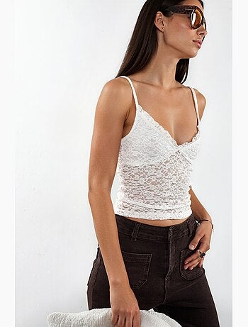Top camisola acanalado ajustado con escote en v busem