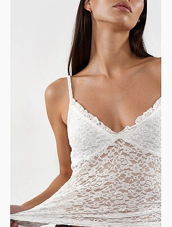 Top camisola acanalado ajustado con escote en v busem
