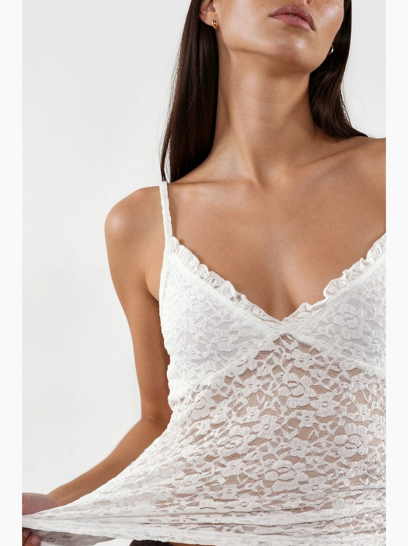 Top camisola acanalado ajustado con escote en v busem Blanco - Kiabi