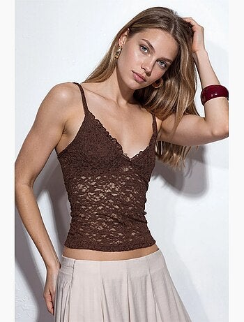 Top camisola acanalado ajustado con escote en v busem