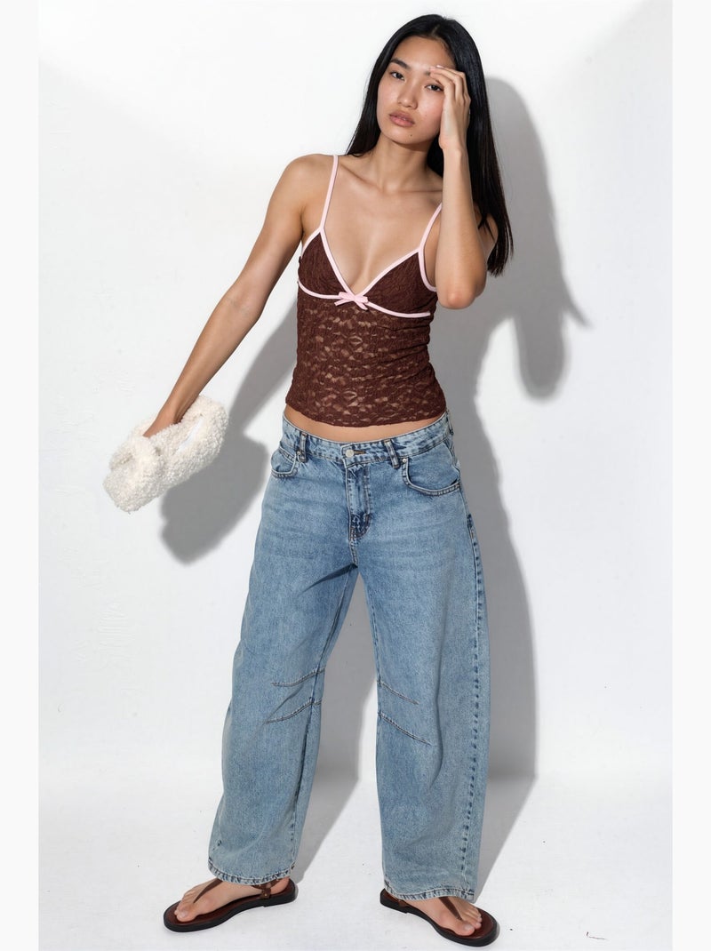 Top camisola ajustado con cut-out busem Marrón - Kiabi