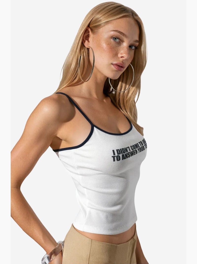 Top camisola ajustado estampado busem Blanco - Kiabi