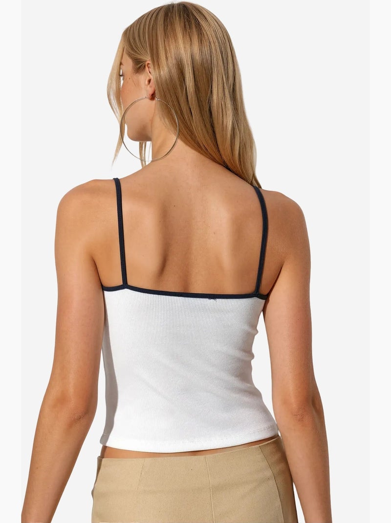 Top camisola ajustado estampado busem Blanco - Kiabi